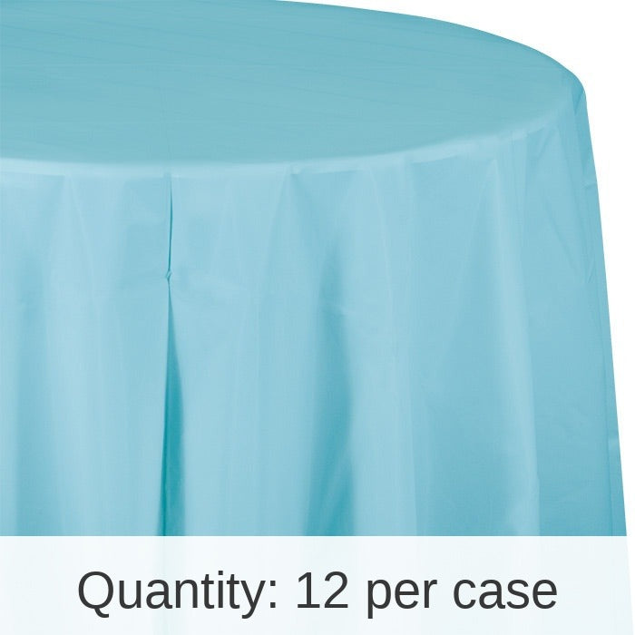 12/Case Bulk Pastel Blue Round Plastic 82 inch Table Covers