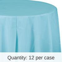 12/Case Bulk Pastel Blue Round Plastic 82 inch Table Covers