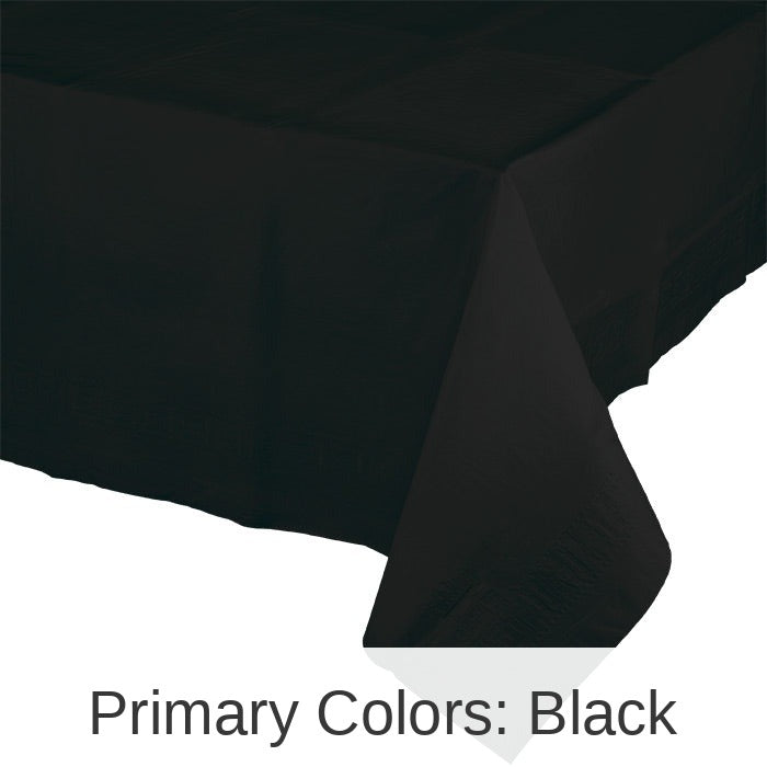 6/Case Bulk Black Velvet Paper Table Covers 54 inch x 108 inch