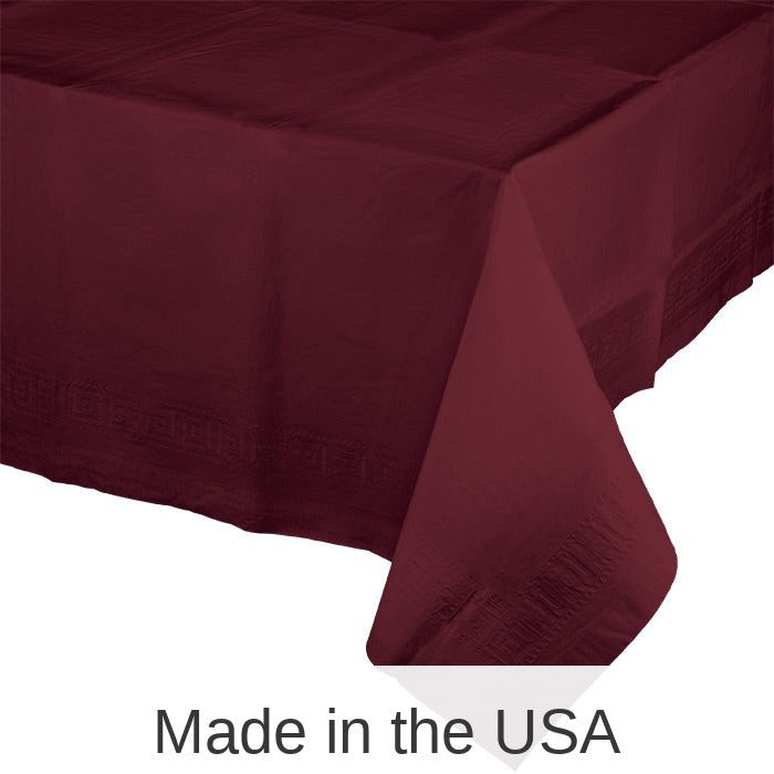6/Case Bulk Burgundy Paper Table Covers 54 inch x 108 inch
