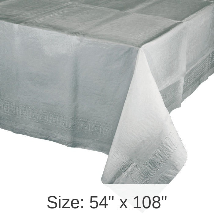 6/Case Bulk Shimmering Silver Paper Table Covers 54" x 108"