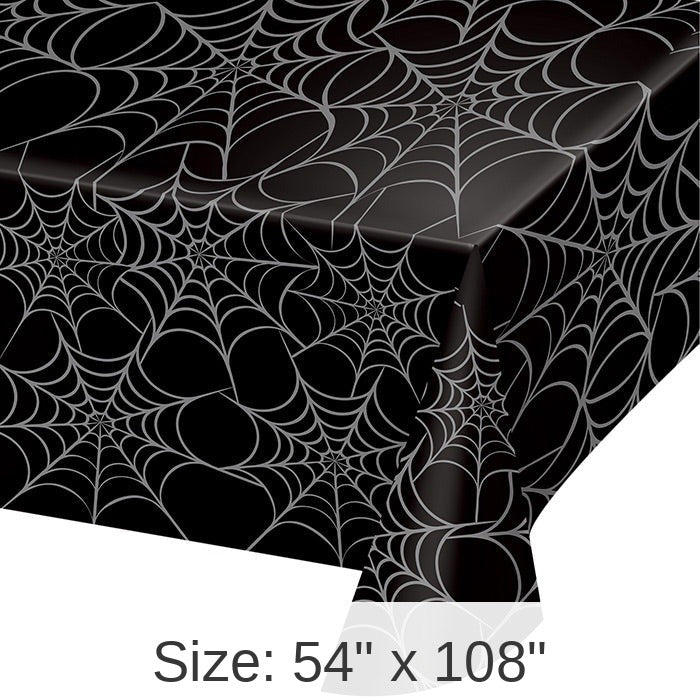 12/Case Bulk Silver Webs Plastic Table Cover