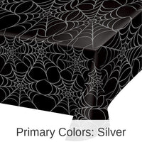 12/Case Bulk Silver Webs Plastic Table Cover