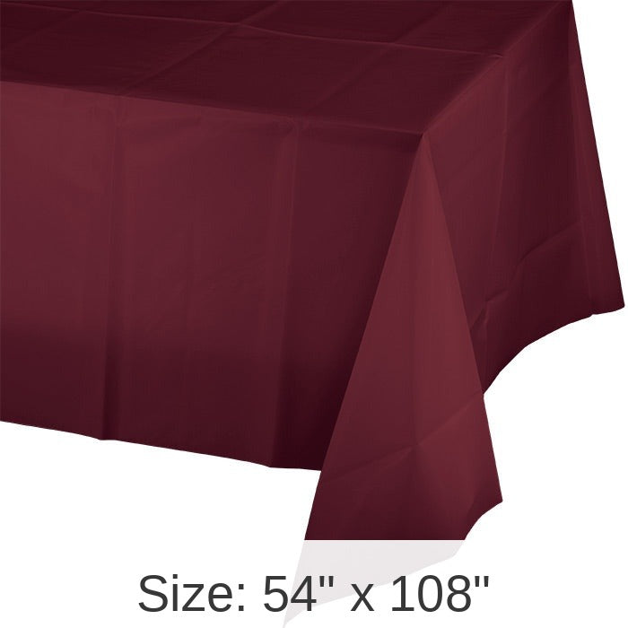 12/Case Bulk Burgundy Plastic Table Covers