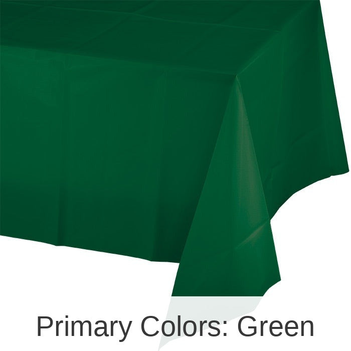 12/Case Bulk Hunter Green Plastic Table Covers 54 inch x 108 inch