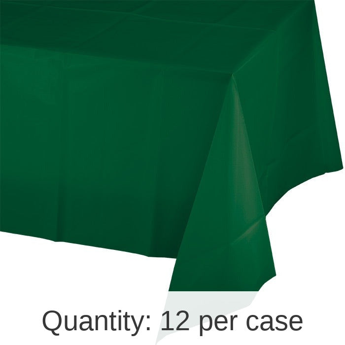 12/Case Bulk Hunter Green Plastic Table Covers 54 inch x 108 inch