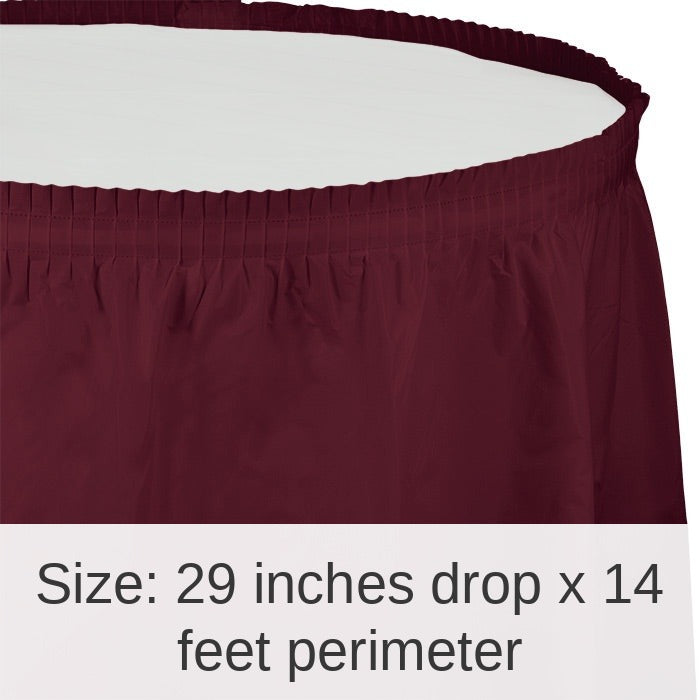 6/Case Bulk Burgundy Plastic Tableskirt 29 inch x 14 ft