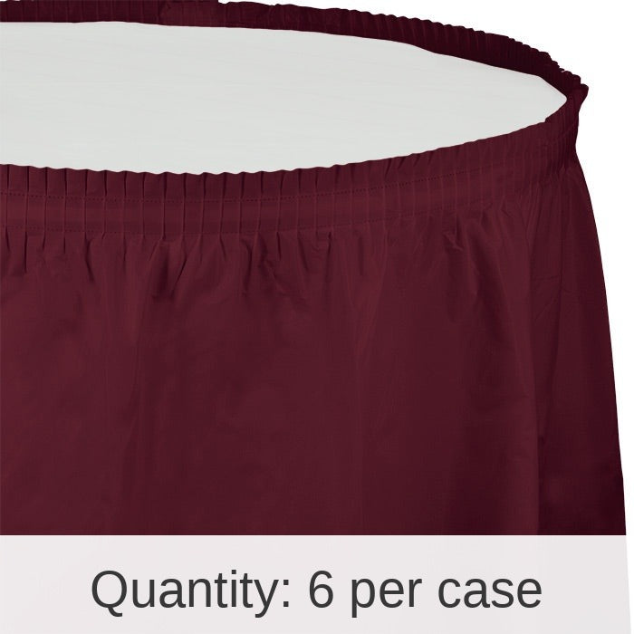 6/Case Bulk Burgundy Plastic Tableskirt 29 inch x 14 ft