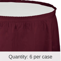 6/Case Bulk Burgundy Plastic Tableskirt 29 inch x 14 ft
