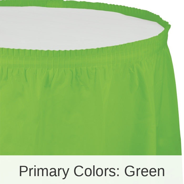 6/Case Bulk Fresh Lime Plastic Tableskirt 29 inch x 14 ft
