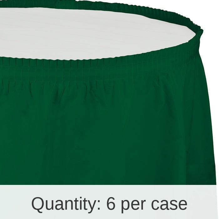 6/Case Bulk Hunter Green Plastic Table Skirt