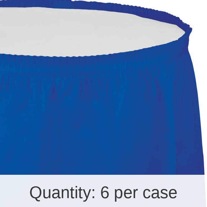 6/Case Bulk Cobalt Blue Plastic Tableskirt 29 inch x 14 ft