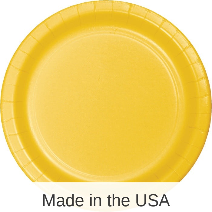 240/Case Bulk School Bus Yellow Paper 6.75 inch Dessert Plates