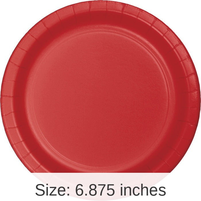 240/Case Bulk Classic Red Paper 6.75 inch Dessert Plates