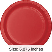 240/Case Bulk Classic Red Paper 6.75 inch Dessert Plates