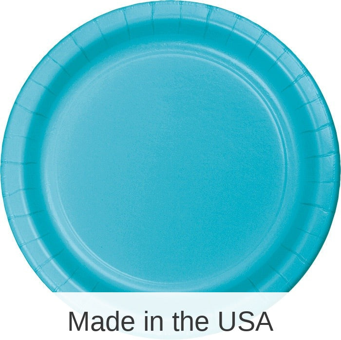 240/Case Bulk Bermuda Blue Paper 6.75 inch Dessert Plates