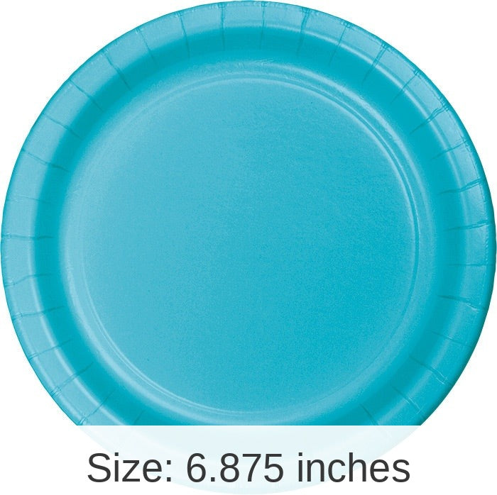 240/Case Bulk Bermuda Blue Paper 6.75 inch Dessert Plates