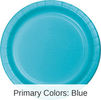 240/Case Bulk Bermuda Blue Paper 6.75 inch Dessert Plates