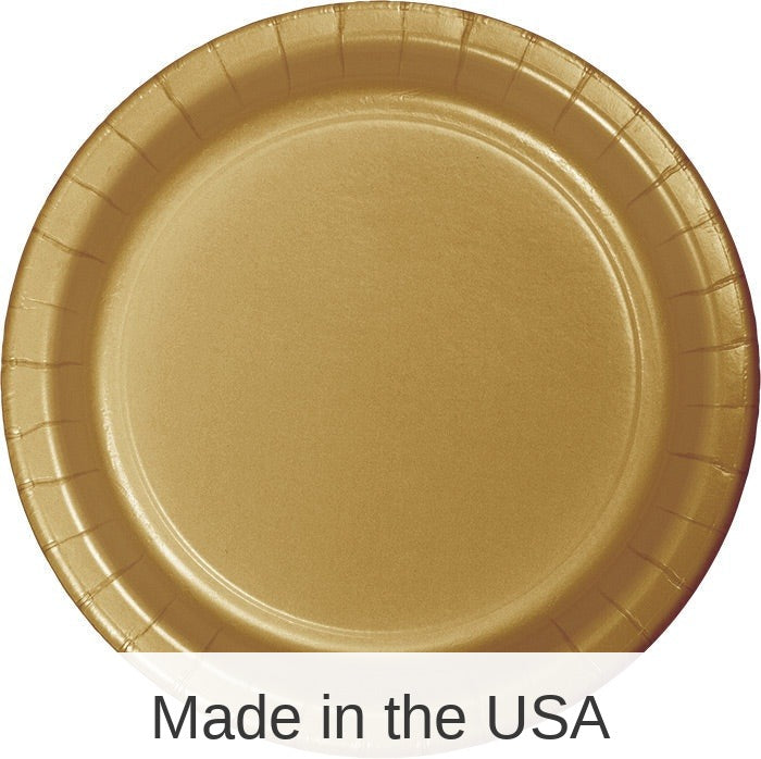 240/Case Bulk Glittering Gold Paper 6.75 inch Dessert Plates