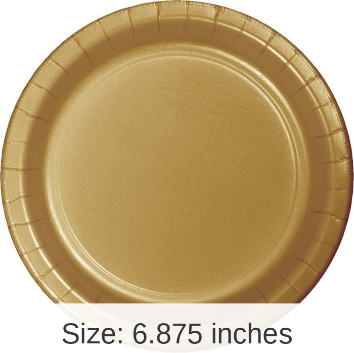 240/Case Bulk Glittering Gold Paper 6.75 inch Dessert Plates