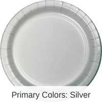 240/Case Bulk Shimmering Silver Paper 6.75 inch Dessert Plates