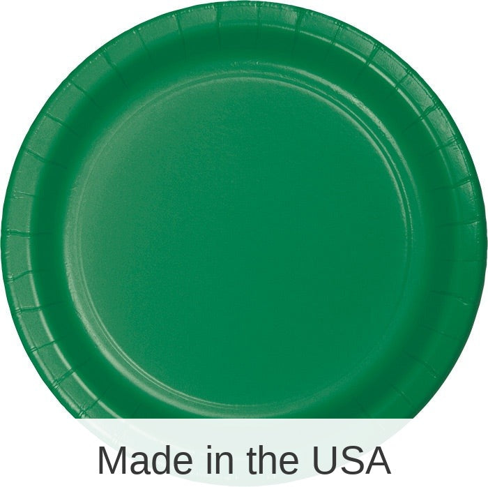 240/Case Bulk Emerald Green Paper 6.75 inch Dessert Plates