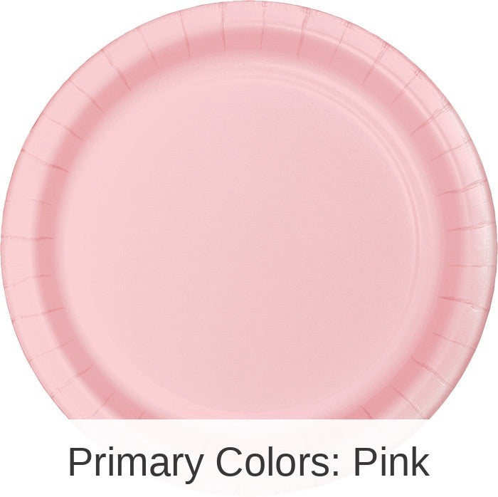 240/Case Bulk Classic Pink Paper 6.75 inch Dessert Plates
