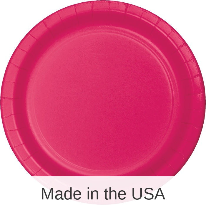 240/Case Bulk Hot Magenta Paper 6.75 inch Dessert Plates