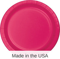 240/Case Bulk Hot Magenta Paper 6.75 inch Dessert Plates