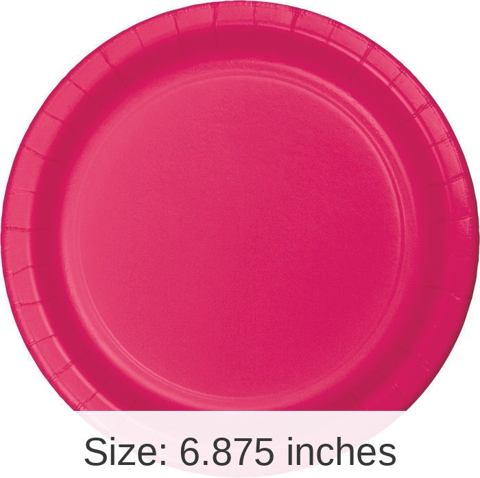 240/Case Bulk Hot Magenta Paper 6.75 inch Dessert Plates