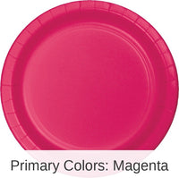 240/Case Bulk Hot Magenta Paper 6.75 inch Dessert Plates