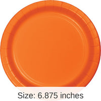 240/Case Bulk Sunkissed Orange Paper 6.75 inch Dessert Plates
