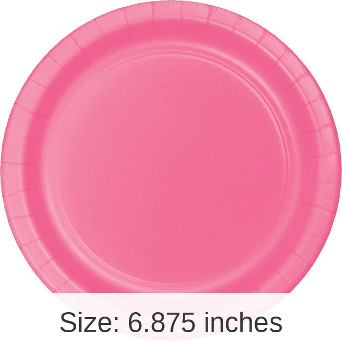 240/Case Bulk Candy Pink Paper 6.75 inch Dessert Plates