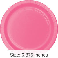 240/Case Bulk Candy Pink Paper 6.75 inch Dessert Plates