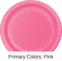 240/Case Bulk Candy Pink Paper 6.75 inch Dessert Plates