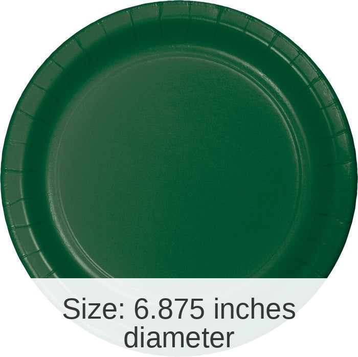 240/Case Bulk Hunter Green Paper 6.75 inch Dessert Plates