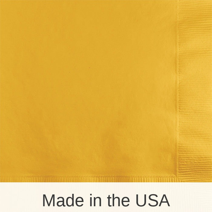 600/Case Bulk School Bus Yellow 2 ply Beverage Napkins