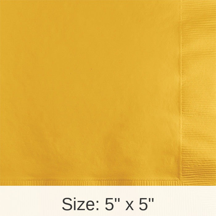 600/Case Bulk School Bus Yellow 2 ply Beverage Napkins