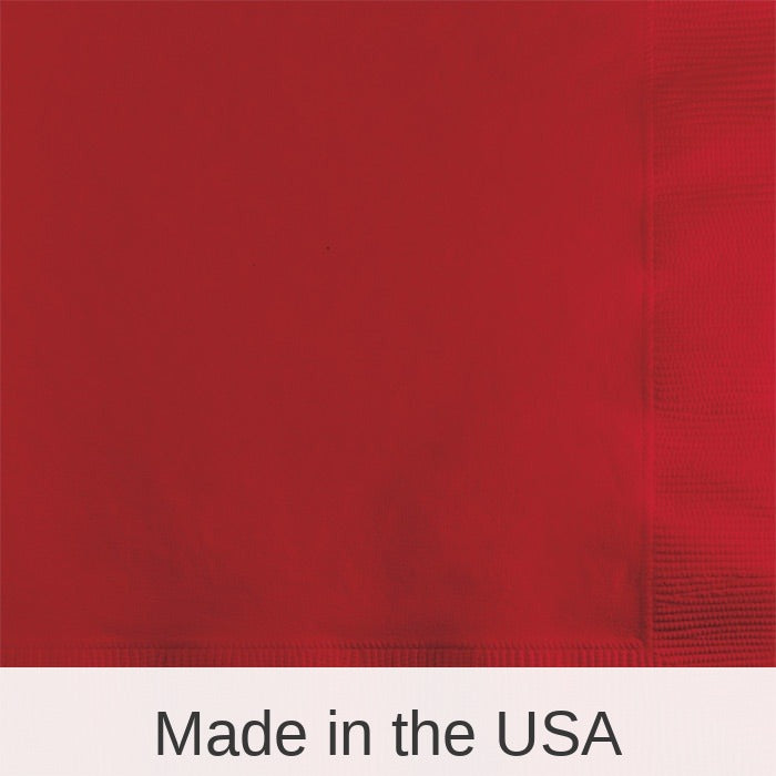 600/Case Bulk Classic Red 2 ply Beverage Napkins