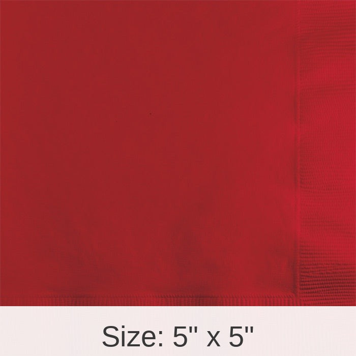 600/Case Bulk Classic Red 2 ply Beverage Napkins