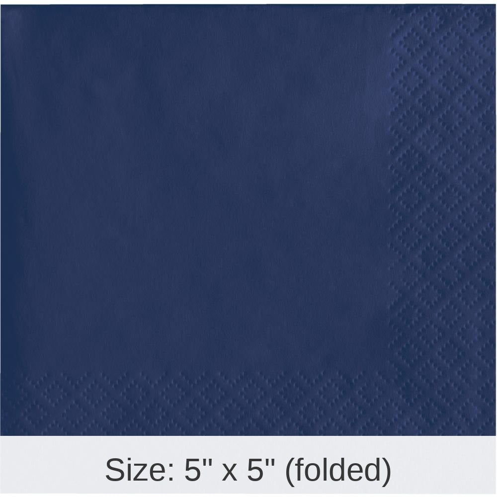 600/Case Bulk Navy 2 ply Beverage Napkins