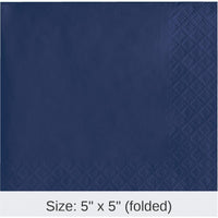 600/Case Bulk Navy 2 ply Beverage Napkins
