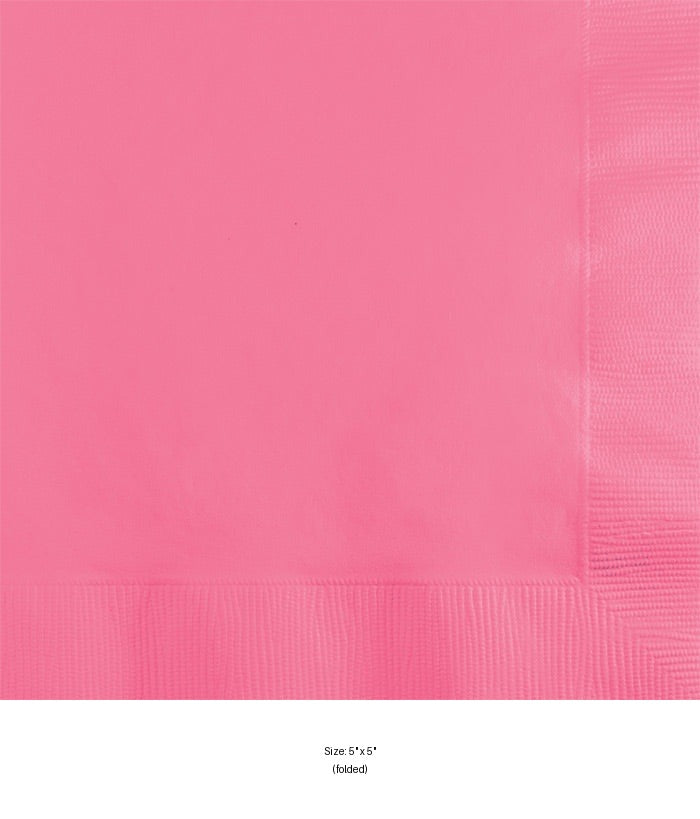 600/Case Bulk Candy Pink 2 ply Beverage Napkins