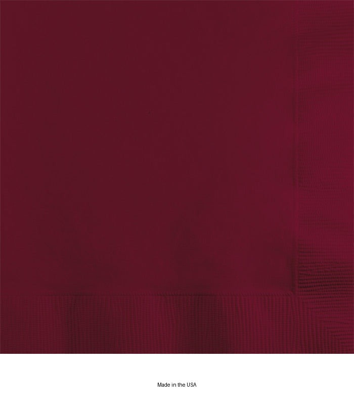 600/Case Bulk Burgundy 2 ply Beverage Napkins