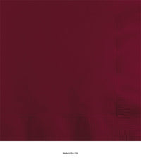 600/Case Bulk Burgundy 2 ply Beverage Napkins