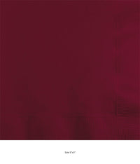 600/Case Bulk Burgundy 2 ply Beverage Napkins