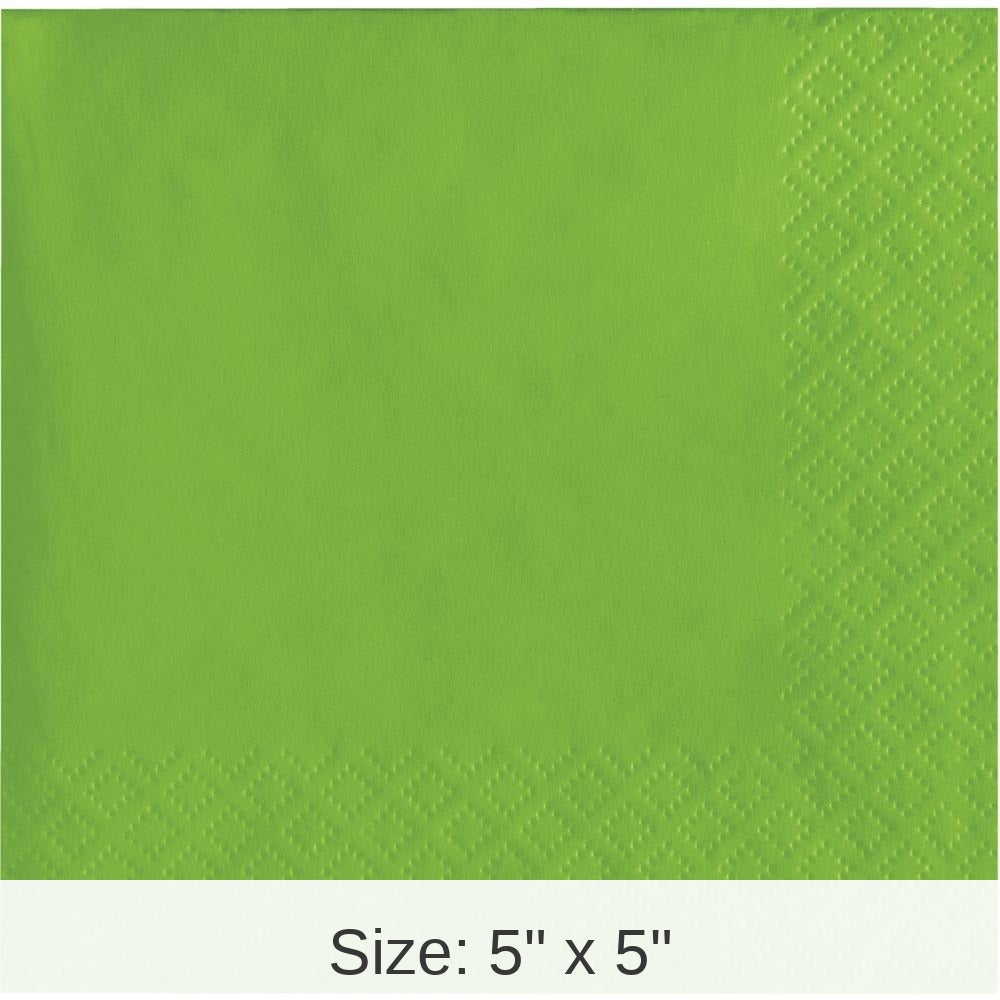 600/Case Bulk Fresh Lime 2 ply Beverage Napkins