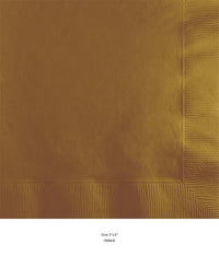 600/Case Bulk Glittering Gold 2 ply Beverage Napkins