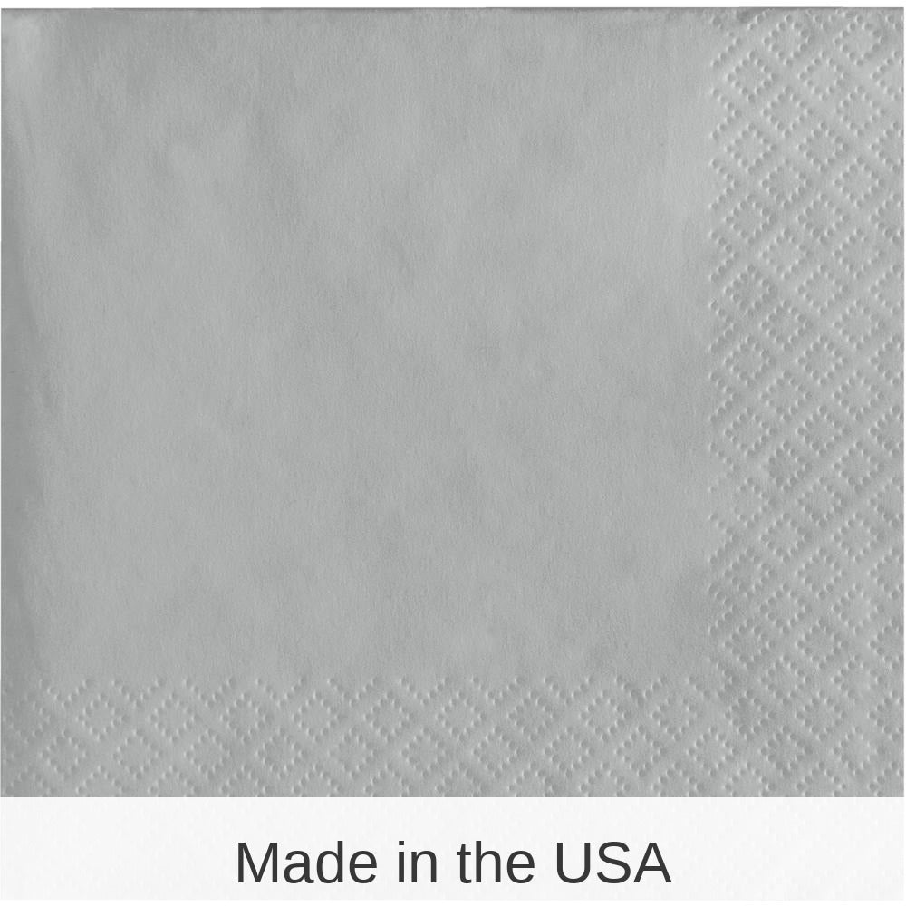 600/Case Bulk Shimmering Silver 2 ply Beverage Napkins