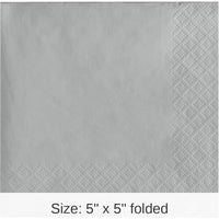 600/Case Bulk Shimmering Silver 2 ply Beverage Napkins